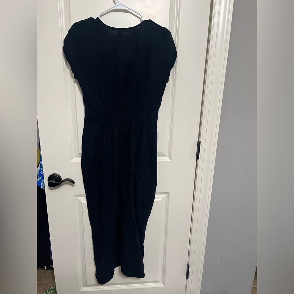 Free People New In Town Black Button Midi Dress Size Large - Picture 8 of 13